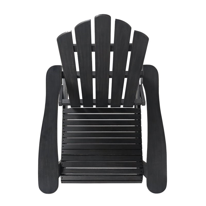 Afuera Living Outdoor Foldable Acacia Wood Adirondack Chair Dark Gray