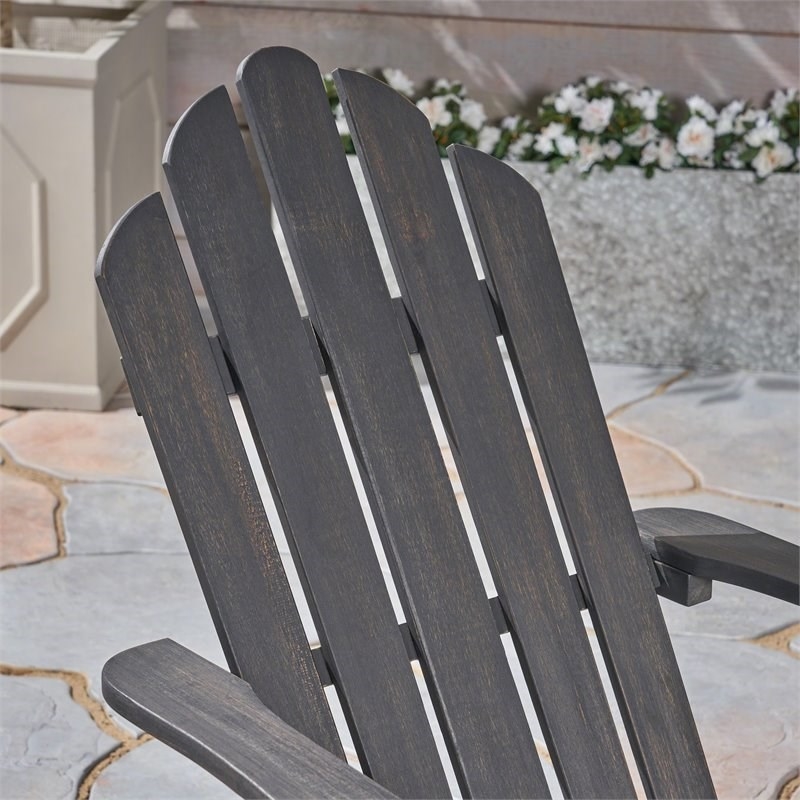 Afuera Living Outdoor Foldable Acacia Wood Adirondack Chair Dark Gray