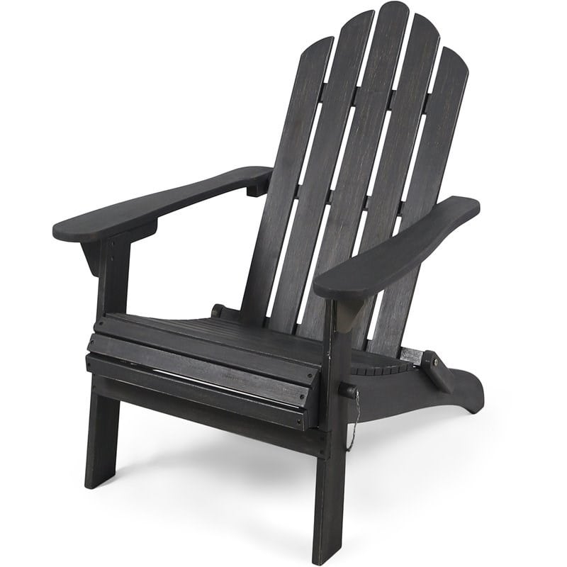 Afuera Living Outdoor Foldable Acacia Wood Adirondack Chair Dark Gray