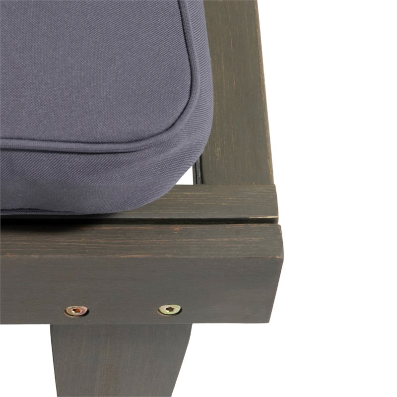 Afuera Living Outdoor Acacia Wood 3Pc Chaise Lounge Gray/Dark Gray Cushions
