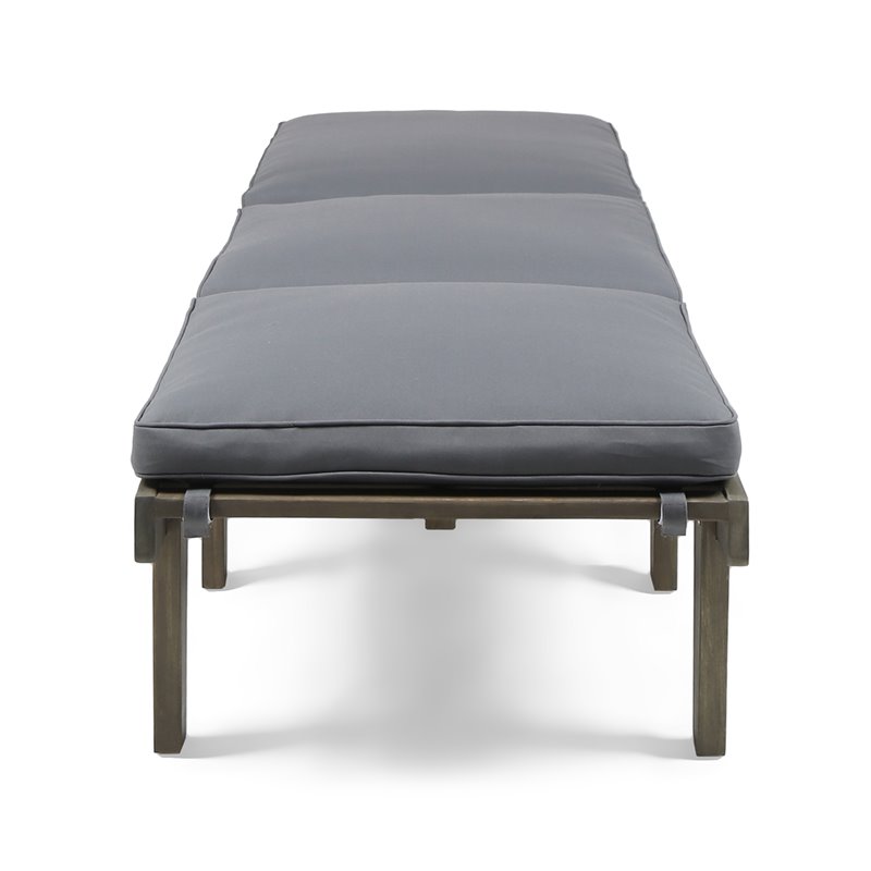 Afuera Living Outdoor Acacia Wood 3Pc Chaise Lounge Gray/Dark Gray Cushions