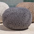 Afuera Living Handcrafted Modern Fabric Outdoor Weave Pouf in Dark Gray