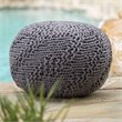 Afuera Living Handcrafted Modern Fabric Outdoor Weave Pouf in Dark Gray