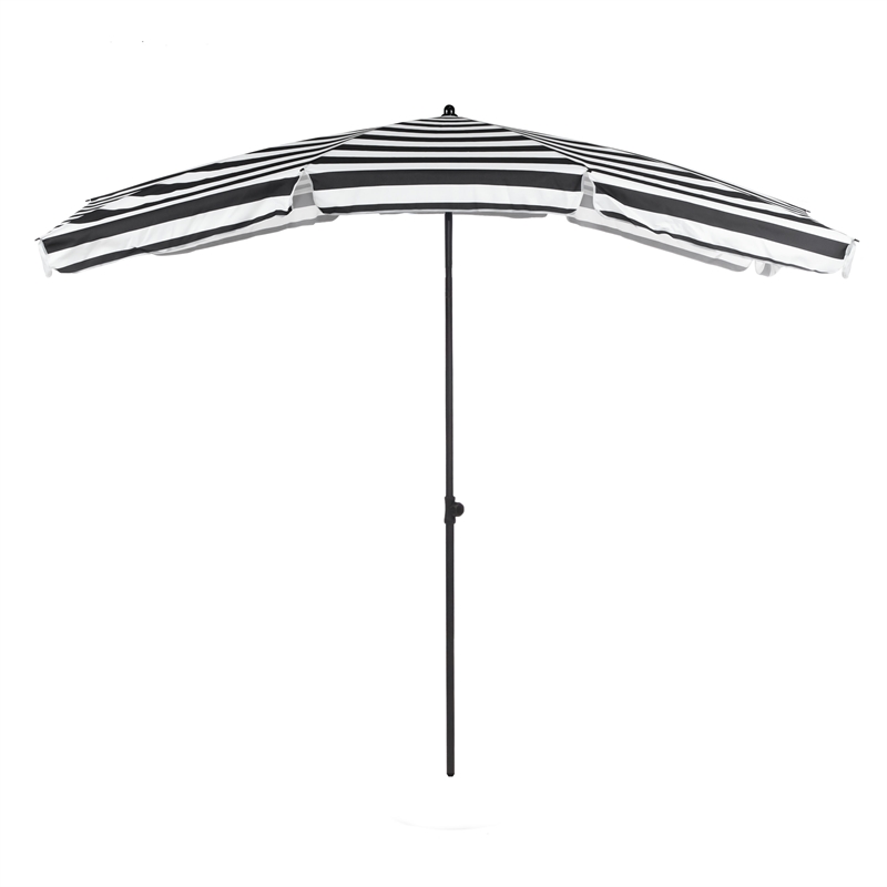 Afuera Living Sleek 7.5' Adjustable Steel Black and White Fabric Patio Umbrella