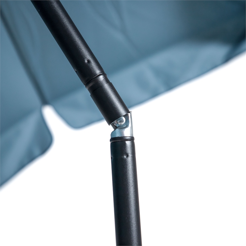 Afuera Living Sleek 7.5' Adjustable Stainless Steel Blue Fabric Patio Umbrella