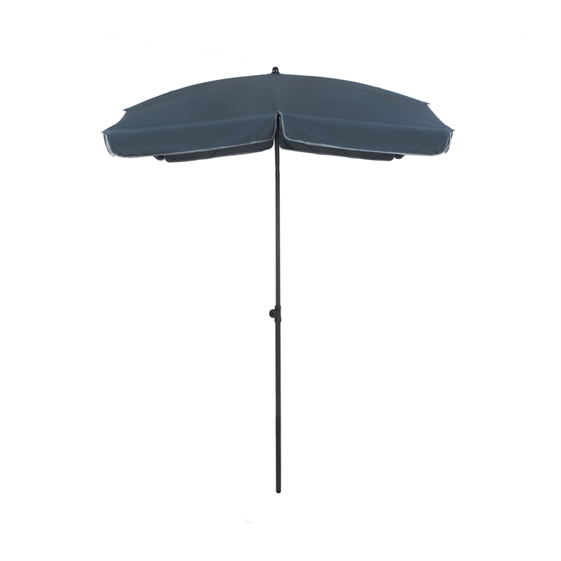 Afuera Living Sleek 7.5' Adjustable Stainless Steel Navy Fabric Patio Umbrella