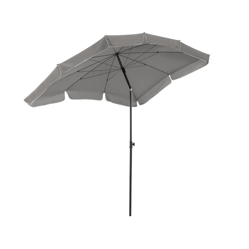 Afuera Living Sleek 7.5' Adjustable Stainless Steel Gray Fabric Patio Umbrella