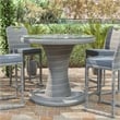 Afuera Living Outdoor Bar Height Glass Gray Dining Table with Ice Bucket