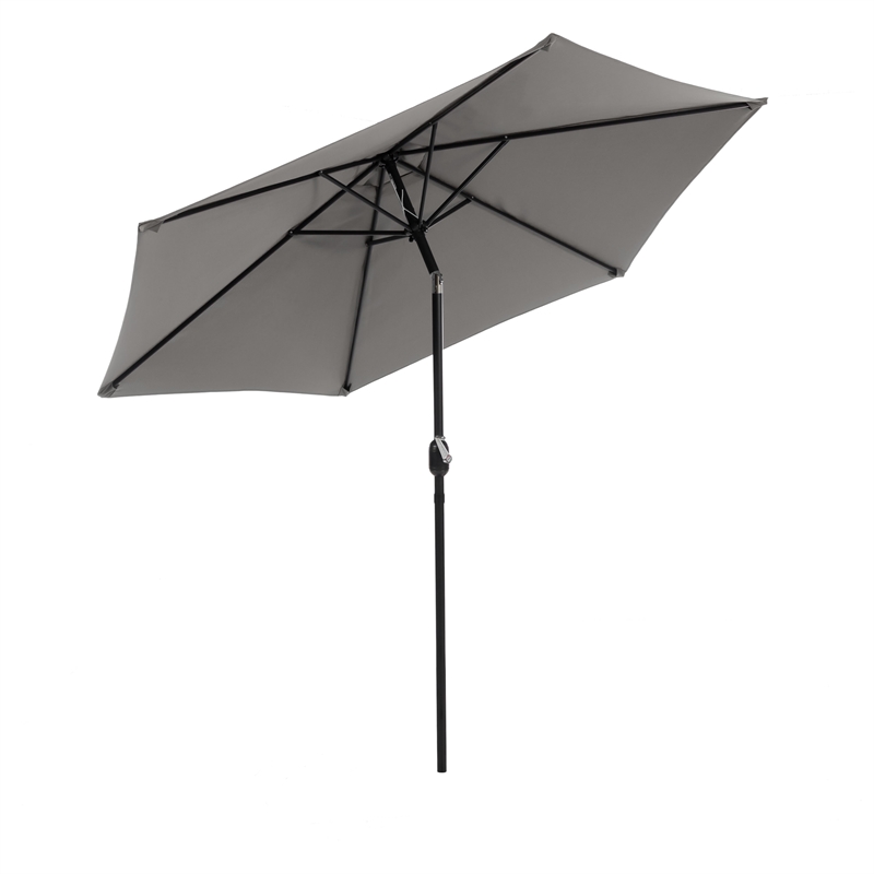 Afuera Living 9Ft Gray Adjustable Articulated Tilting Fabric Patio Umbrella