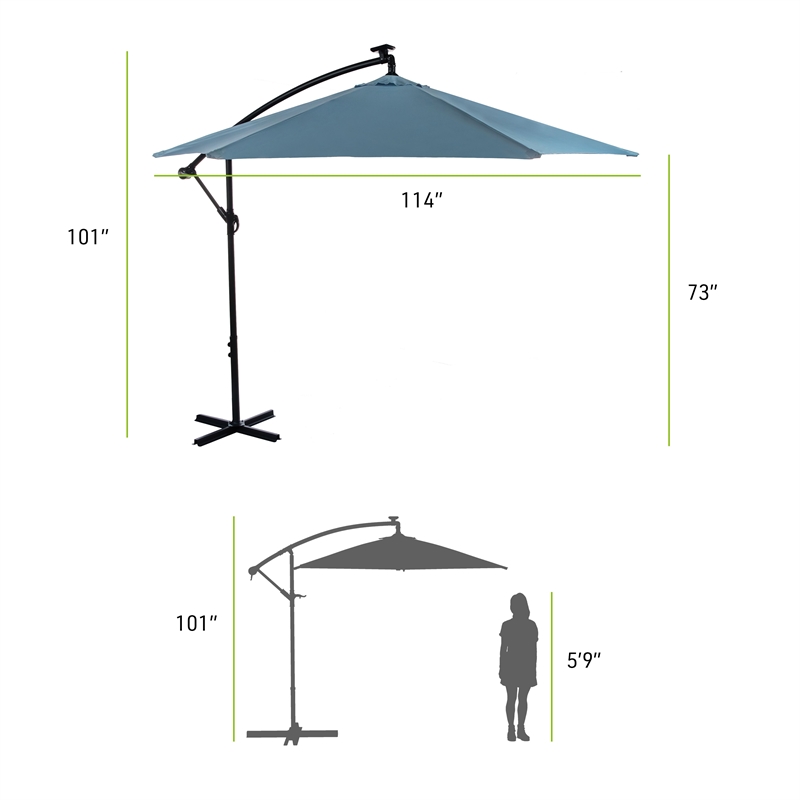Afuera Living 10Ft Blue Cantilever Fabric Outdoor Patio Umbrella