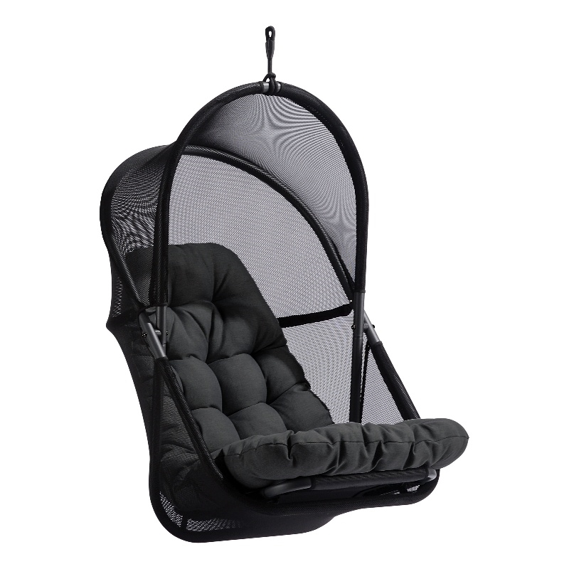 Afuera Living Breeze Outdoor Foldable Mesh Fabric Egg Swing in Black