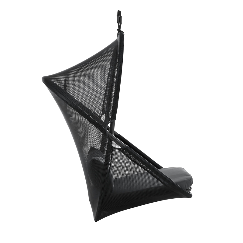 Afuera Living Crush Outdoor Foldable Mesh Egg Swing Chair in Black Fabric
