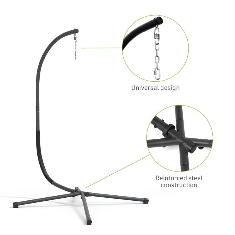 Afuera Living Wave Hanging Metal C-Stand for Swing Chair in Black