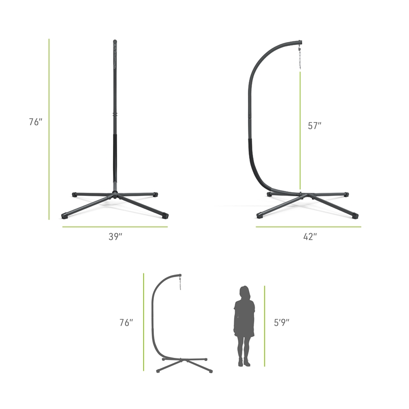 Afuera Living Wave Hanging Metal C-Stand for Swing Chair in Black