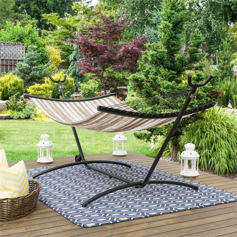 Afuera Living Outdoor Heavy Duty Metal Hammock Stand in Black