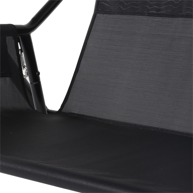 Afuera Living Outdoor Metal Swing with Canopy Sun Shade in Black