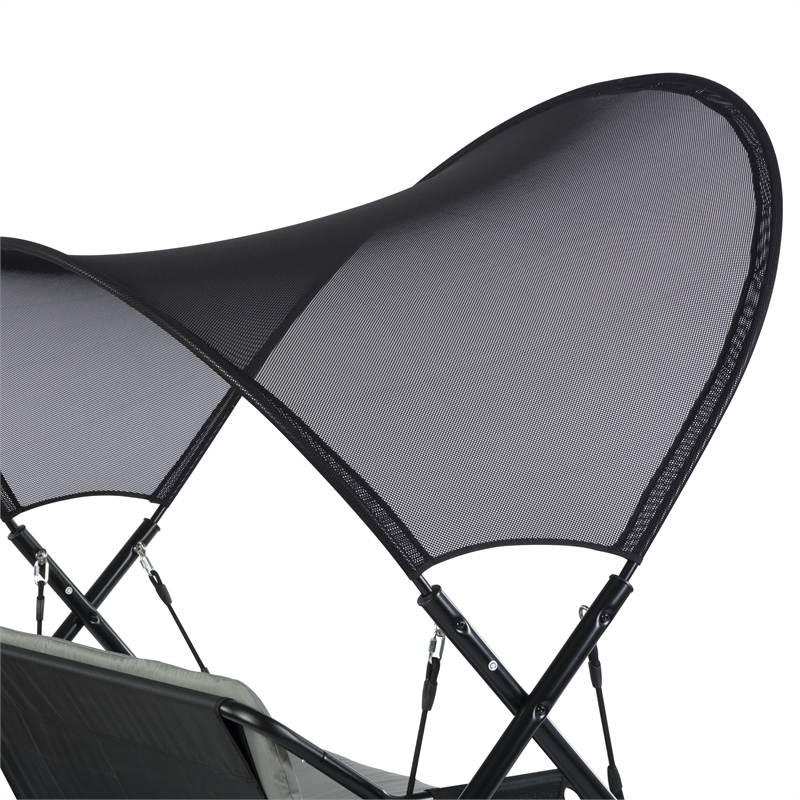Afuera Living Outdoor Metal Swing with Canopy Sun Shade in Black