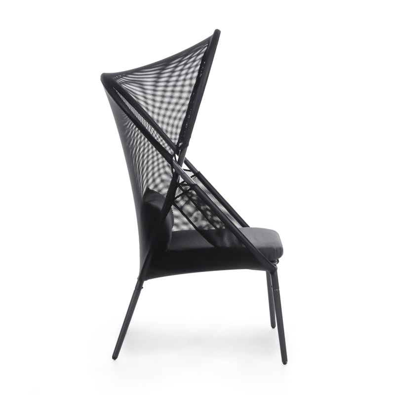 Afuera Living 2-Piece Black Outdoor Fabric Mesh Foldable Chair