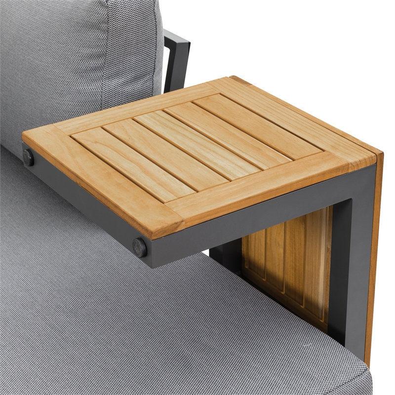 Afuera Living Modern Wood Modular Sectional Sofa in Gunmetal/Natural