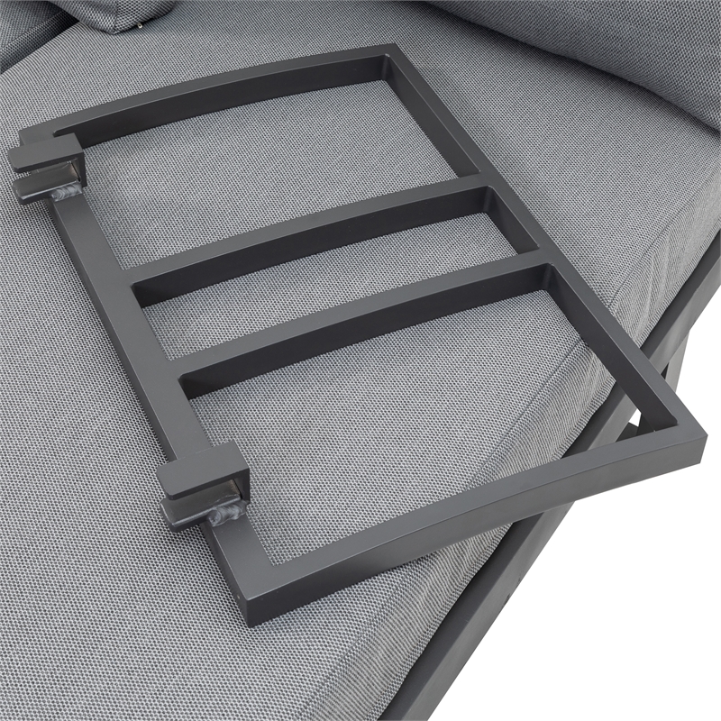 Afuera Living Modern Wood Modular Sectional Sofa in Gunmetal/Natural