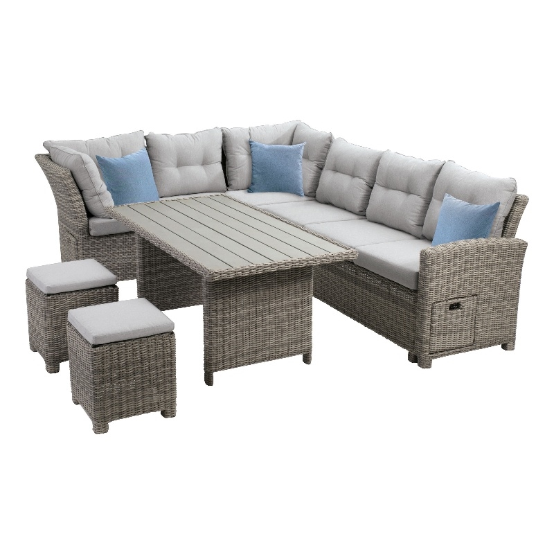 Afuera Living Transitional 6 Piece Aluminum Outdoor Dining Set in Gray