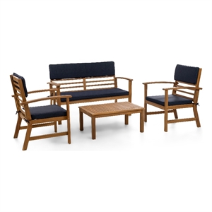 Afuera Living 4-Piece Outdoor Acacia Wood Sofa Set in Natural