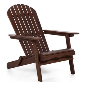 Afuera Living 34&quotW Outdoor Eucalyptus Wood Adirondack Chair in Dark Brown