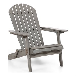 Afuera Living 34&quotW Outdoor Eucalyptus Wood Adirondack Chair in Gray