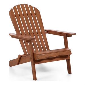 Afuera Living 34&quotW Outdoor Eucalyptus Wood Adirondack Chair in Natural