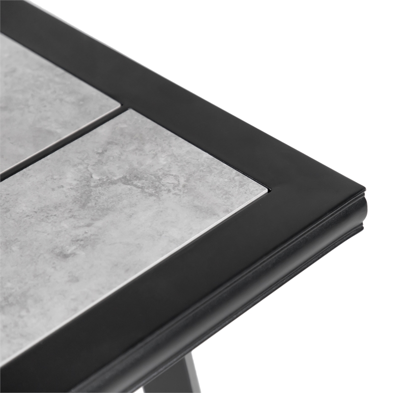 Afuera Living 76-inch Metal Outdoor Patio Dining Table in Black