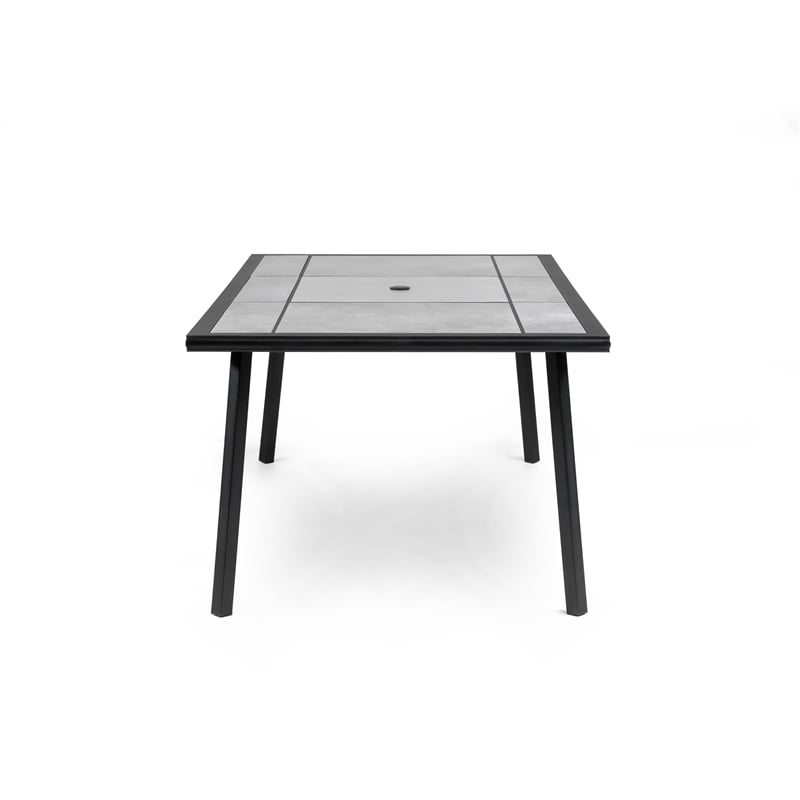 Afuera Living 76-inch Metal Outdoor Patio Dining Table in Black