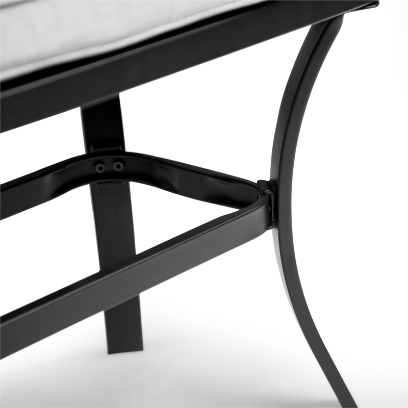 Afuera Living 59-inch Black Outdoor Metal Bench with Gray Cushion