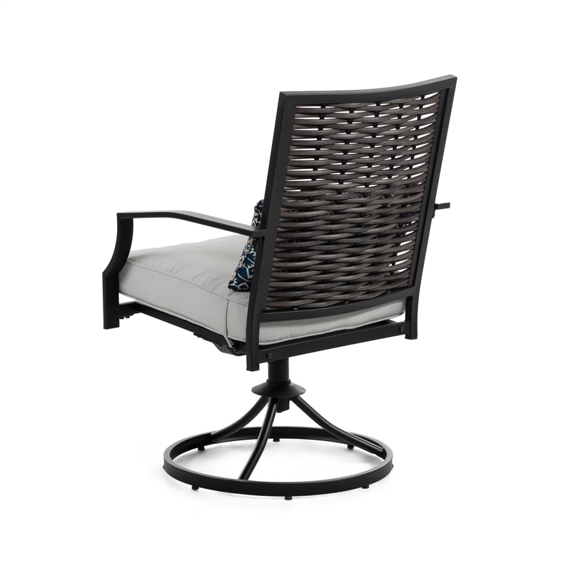 Afuera Living 2-Piece Outdoor Black Metal Swivel Dining Chairs