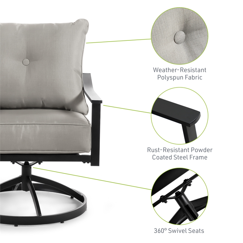 Afuera Living 4-Piece Outdoor Black Metal Dining Swivel Chairs