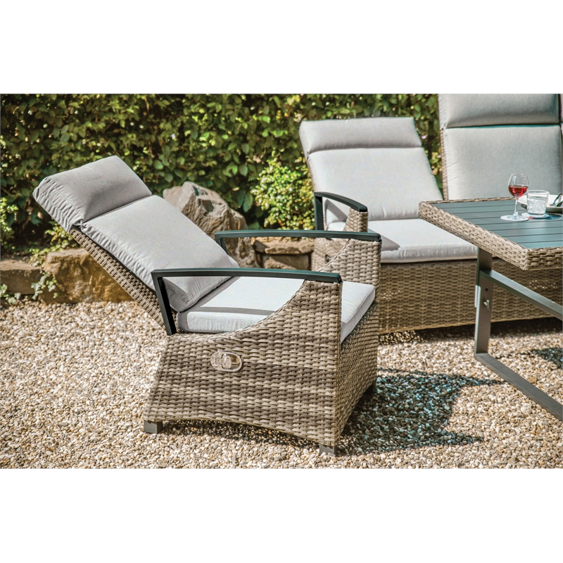 Afuera Living 4-Piece Aluminum Outdoor Patio Reclining Sofa Set in Brown