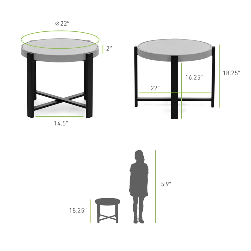 Afuera Living 3-Piece Lotus Stackable Outdoor Metal Bistro Set in Black