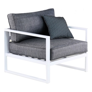 Afuera Living Aluminum/Fabric Outdoor Accent Chair in White/Gray