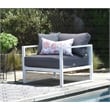 Afuera Living Aluminum/Fabric Outdoor Accent Chair in White/Gray
