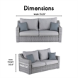 Afuera Living Wicker / Rattan Outdoor Sofa with Metal Frame in Gray