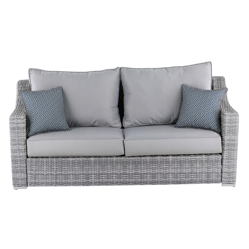 Afuera Living Wicker / Rattan Outdoor Sofa with Metal Frame in Gray