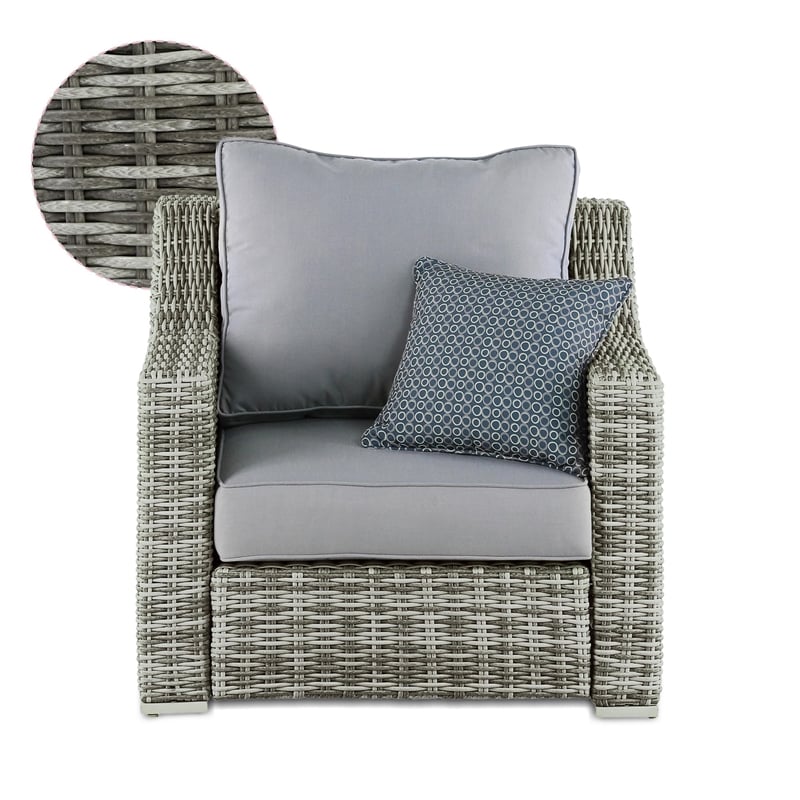 Afuera Living Modern Wicker / Rattan Outdoor Arm Chair with Metal Frame in Gray