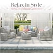Afuera Living Modern Wicker / Rattan Outdoor Arm Chair with Metal Frame in Gray