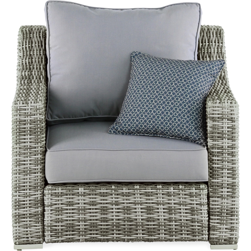 Afuera Living Modern Wicker / Rattan Outdoor Arm Chair with Metal Frame in Gray