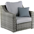 Afuera Living Modern Wicker / Rattan Outdoor Arm Chair with Metal Frame in Gray