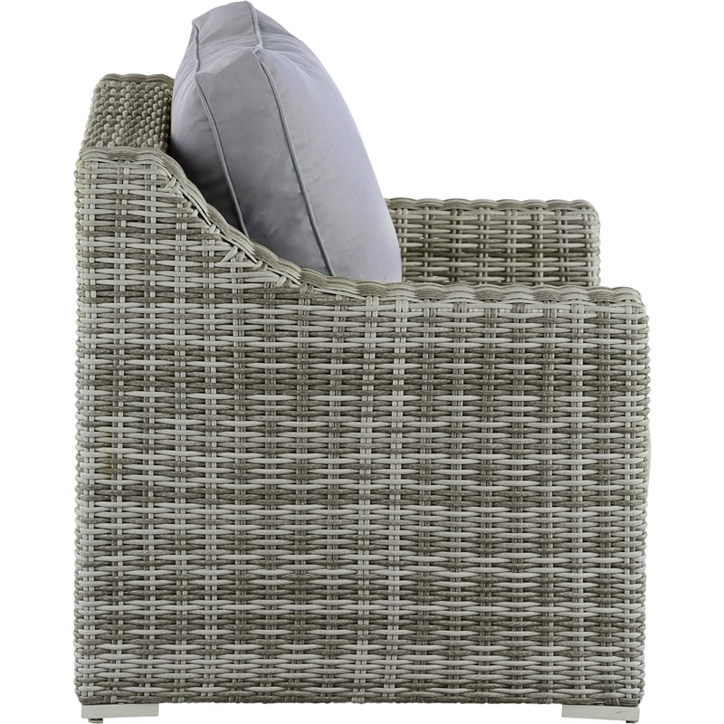 Afuera Living Modern Wicker / Rattan Outdoor Arm Chair with Metal Frame in Gray