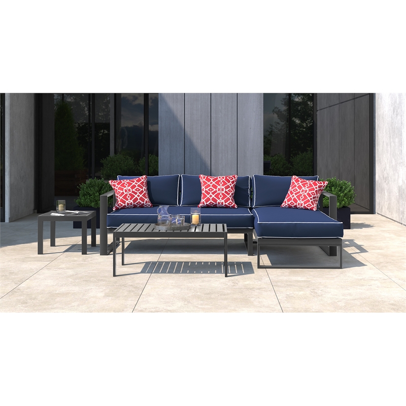 Afuera Living Modern / Contemporary Outdoor Coffee Table in Gray Gunmetal