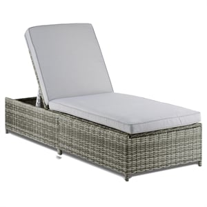 Afuera Living Traditional Wicker / Rattan Outdoor Chaise Lounge in Gray