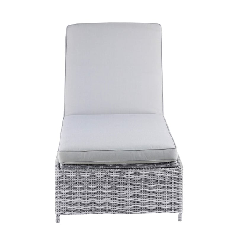 Afuera Living Traditional Wicker / Rattan Outdoor Chaise Lounge in Gray
