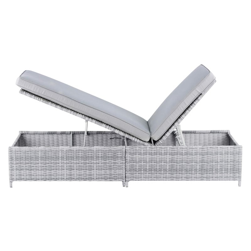 Afuera Living Traditional Wicker / Rattan Outdoor Chaise Lounge in Gray