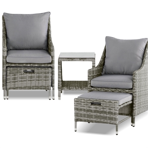 Afuera Living 5-Piece Wicker / Rattan Outdoor Seating Set in Gray